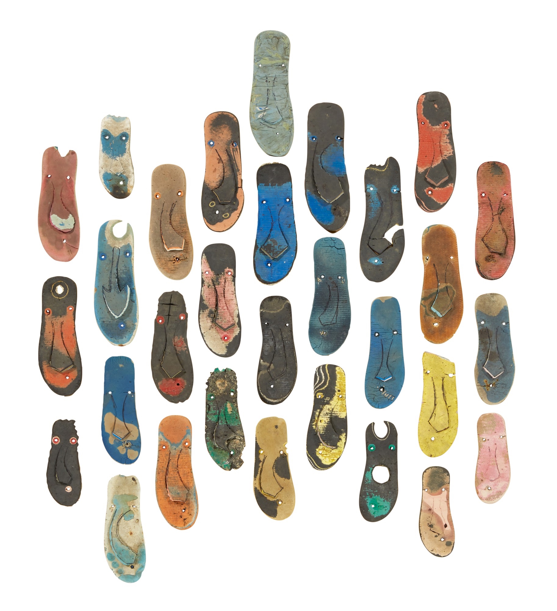 Artwork by Romuald Hazoumé, MON GOUVERNEMENT, Made of rubber Flip-Flops