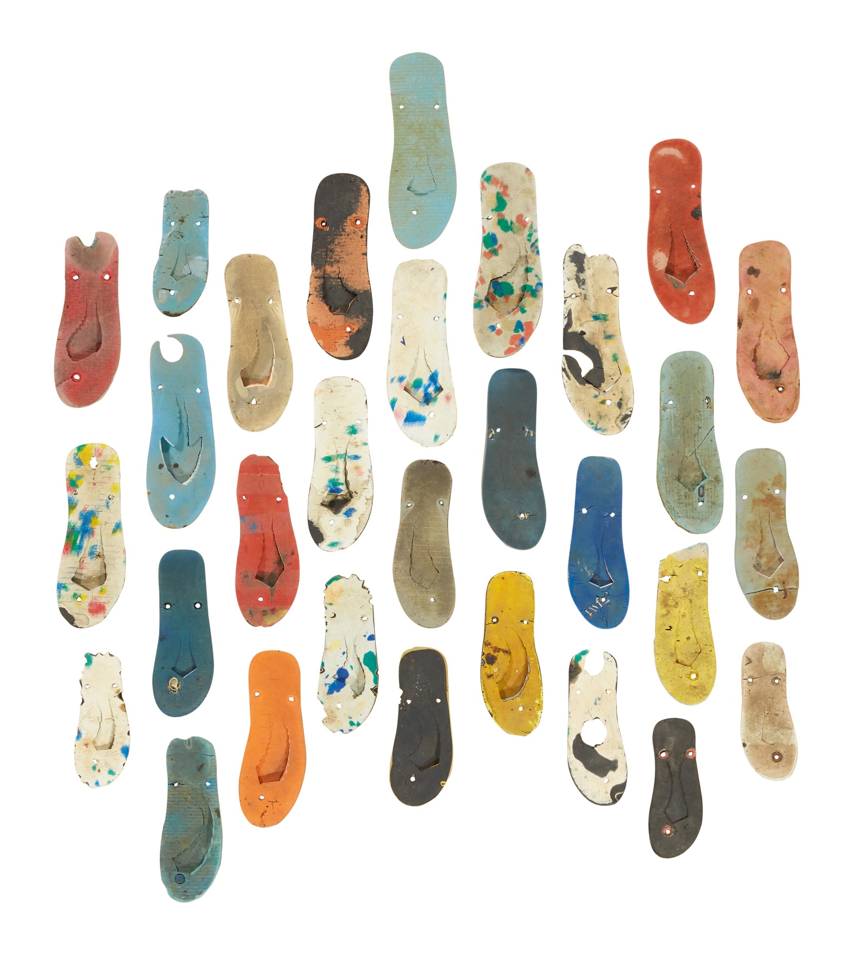 Artwork by Romuald Hazoumé, MON GOUVERNEMENT, Made of rubber Flip-Flops