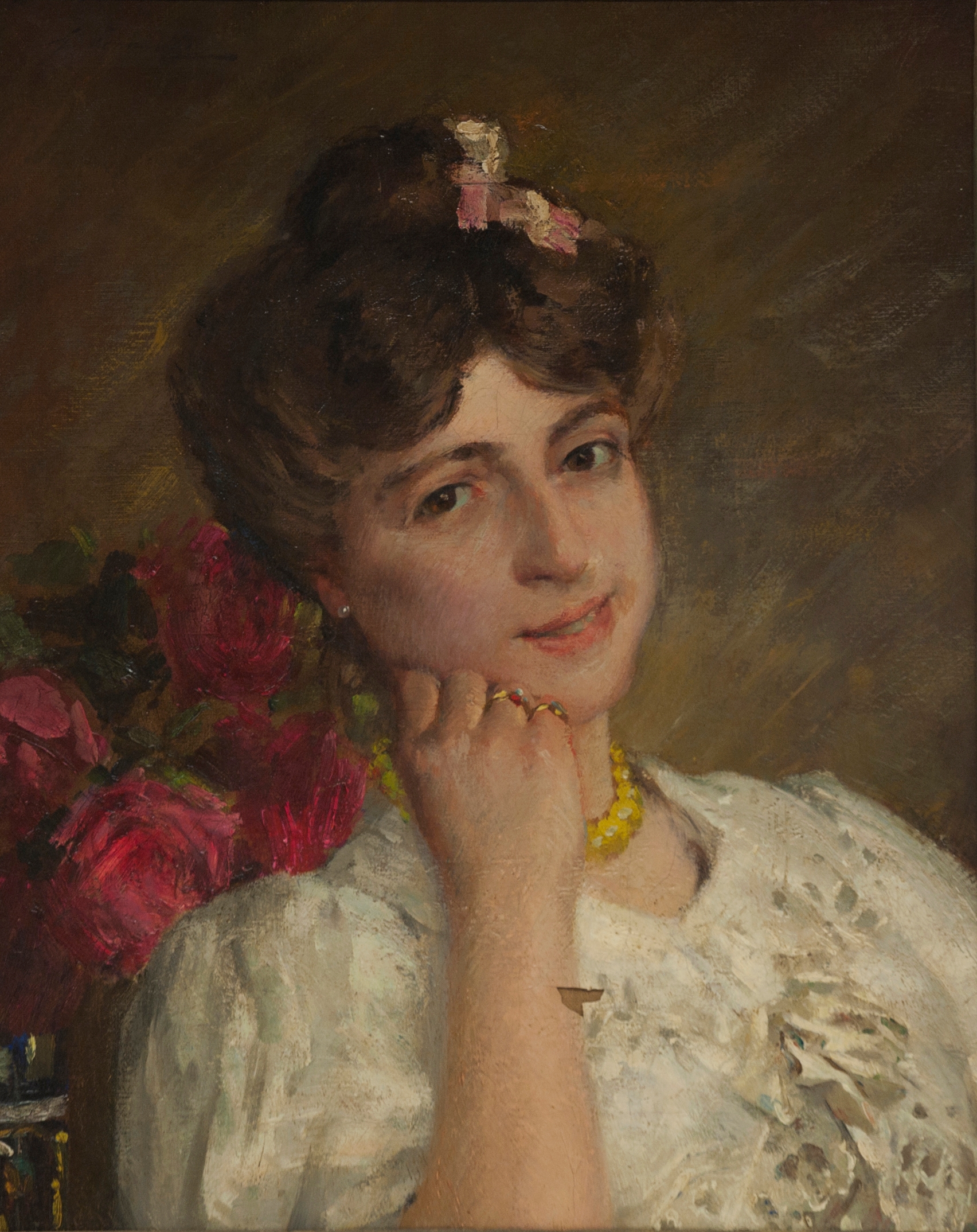 Ritratto femminile con rose rosse by Giuseppe Pennasilico