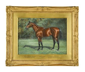 Ormonde, a bay thoroughbred, in a landscape - Alfred Charles Havell