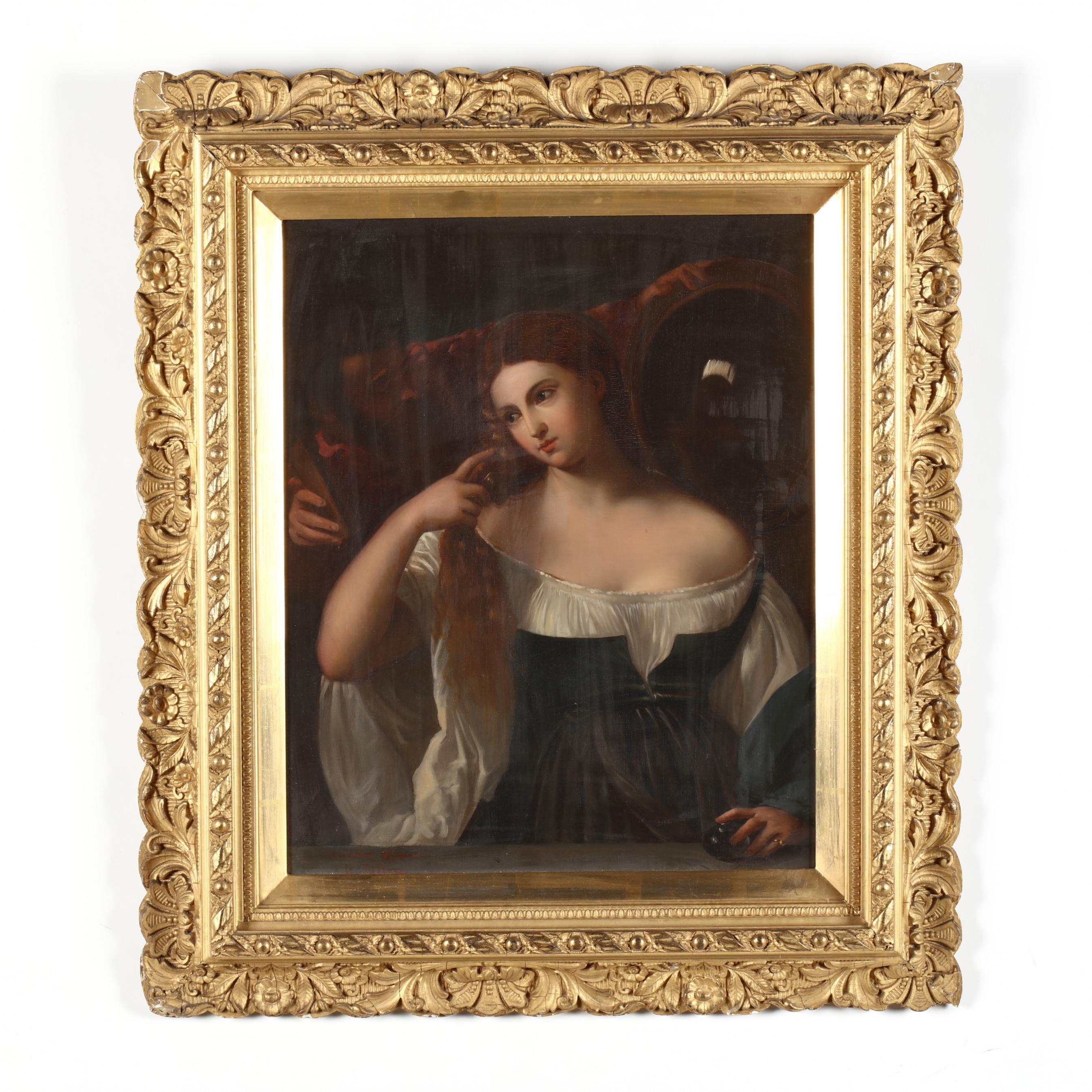 Woman with Mirror by Titian, Caroline Duval, circa 1900