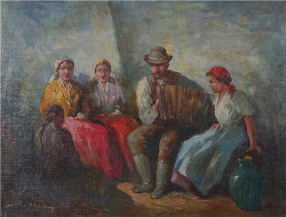 Accordion Player & Listeners by J. Zoltan Kiss