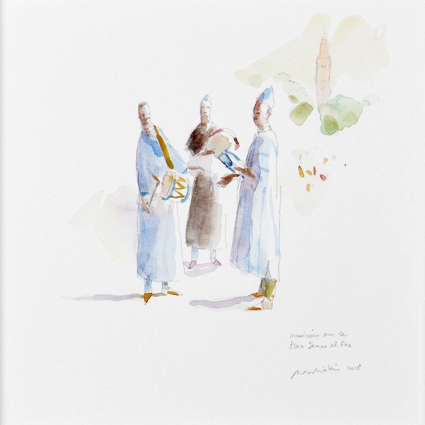 Artwork by Bertrand de Miollis, Scènes de la vie quotidienne orientale, Made of Watercolor and pencil on paper