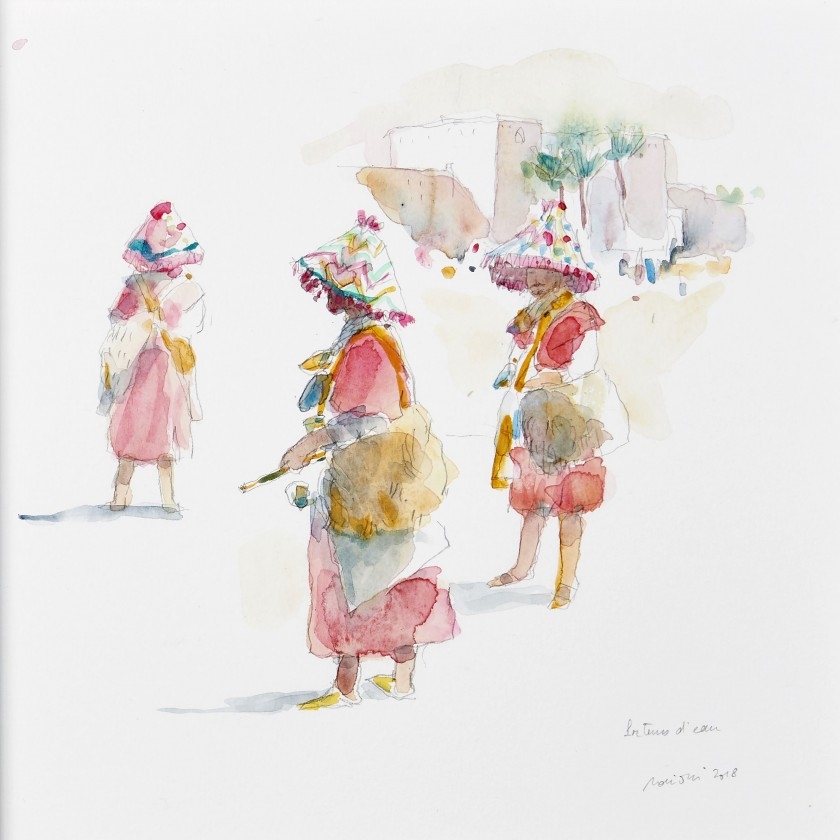 Artwork by Bertrand de Miollis, Scènes de la vie quotidienne orientale, Made of Watercolor and pencil on paper