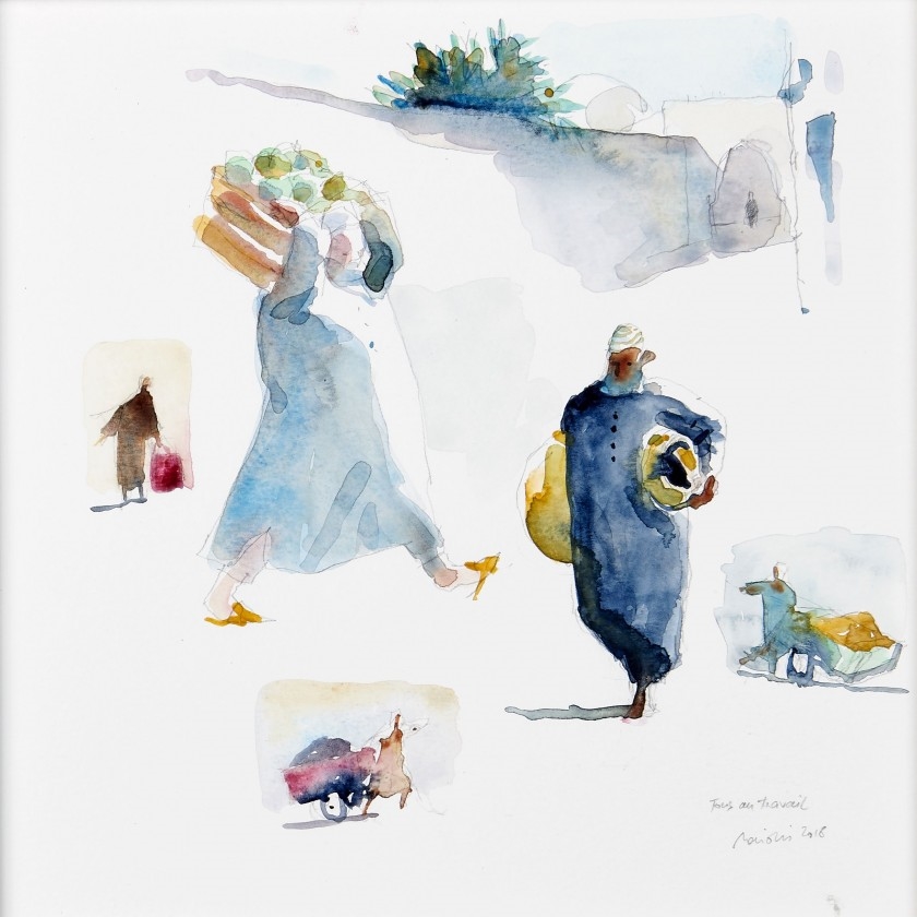 Artwork by Bertrand de Miollis, Scènes de la vie quotidienne orientale, Made of Watercolor and pencil on paper