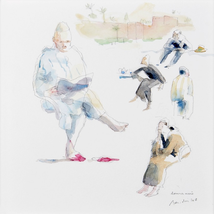 Artwork by Bertrand de Miollis, Scènes de la vie quotidienne orientale, Made of Watercolor and pencil on paper