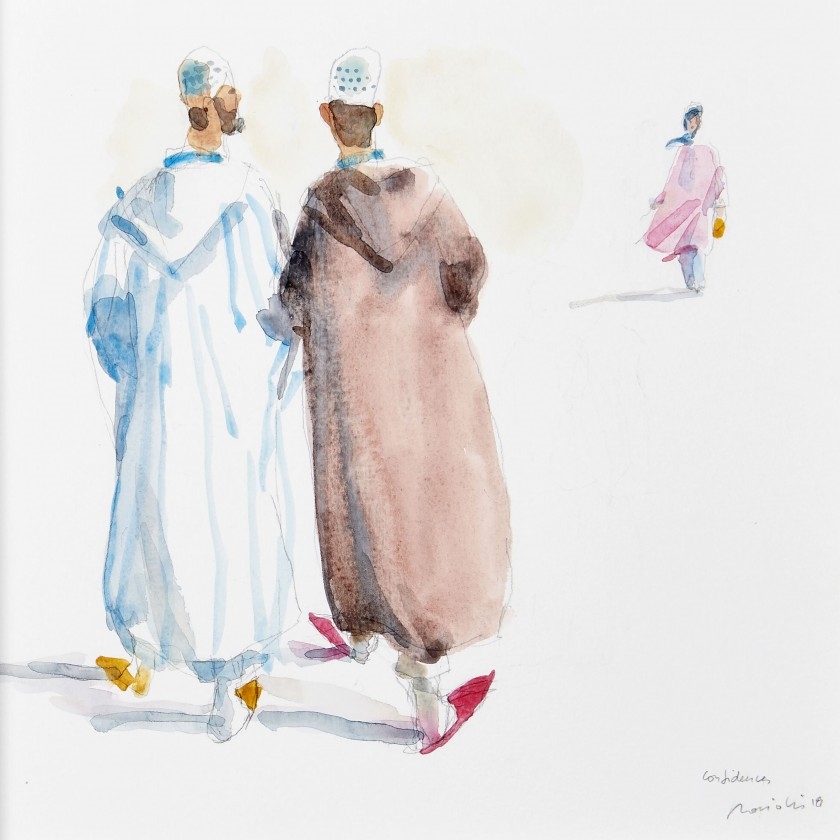 Artwork by Bertrand de Miollis, Scènes de la vie quotidienne orientale, Made of Watercolor and pencil on paper