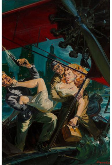 Orchid of Doom, Ten Story Detective magazine cover by Norman Saunders, April 1948