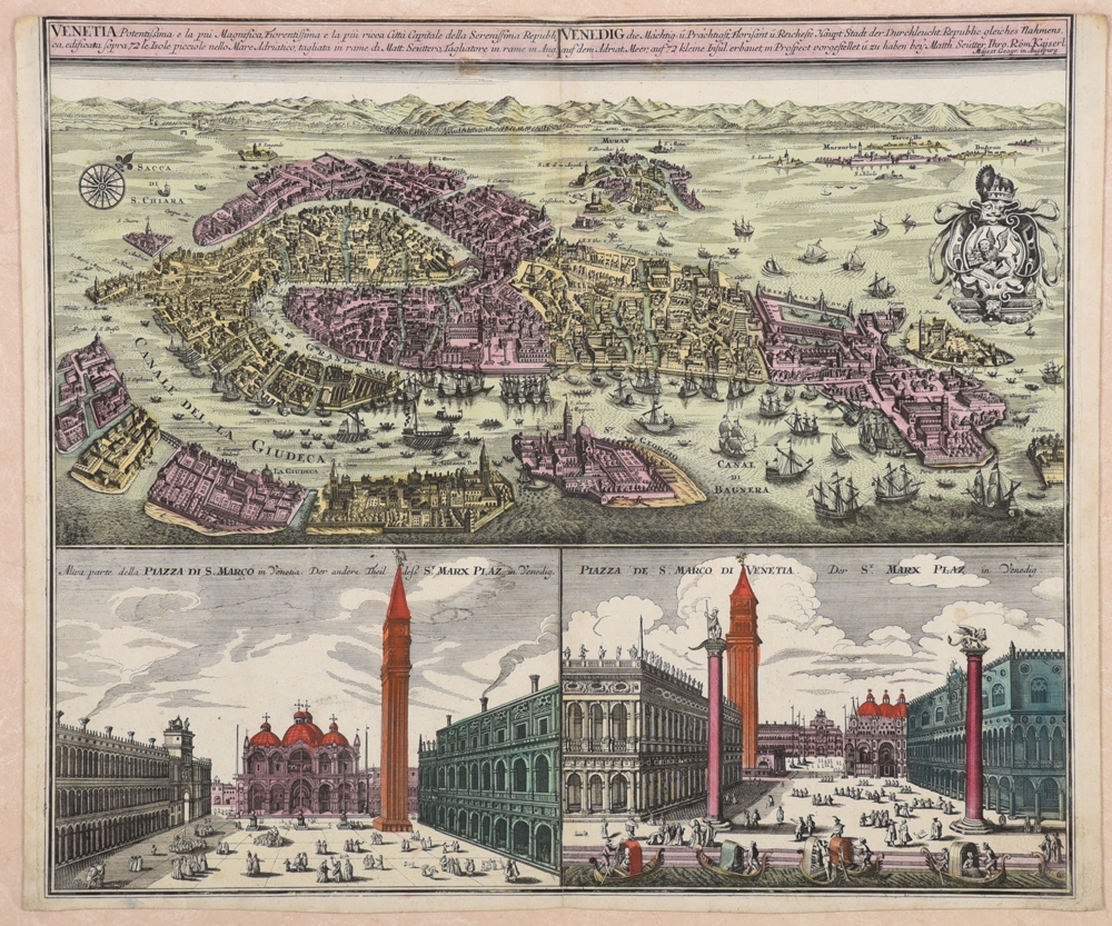 Georg Matthäus Seutter | Seutter - Map of Venice and Piazza de San ...
