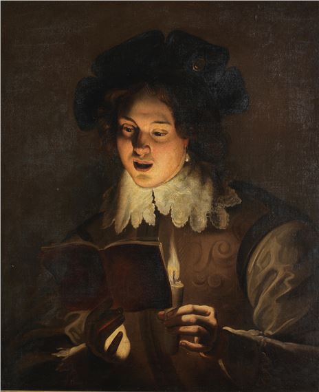 Gerrit van Honthorst | A young man singing by candlelight (18th Century ...