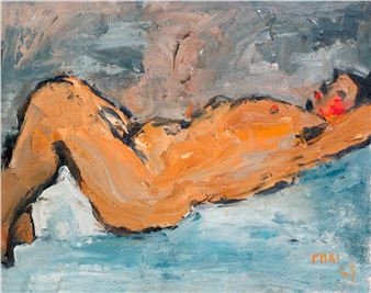 Nude with blue background - Bui Xuan Phai