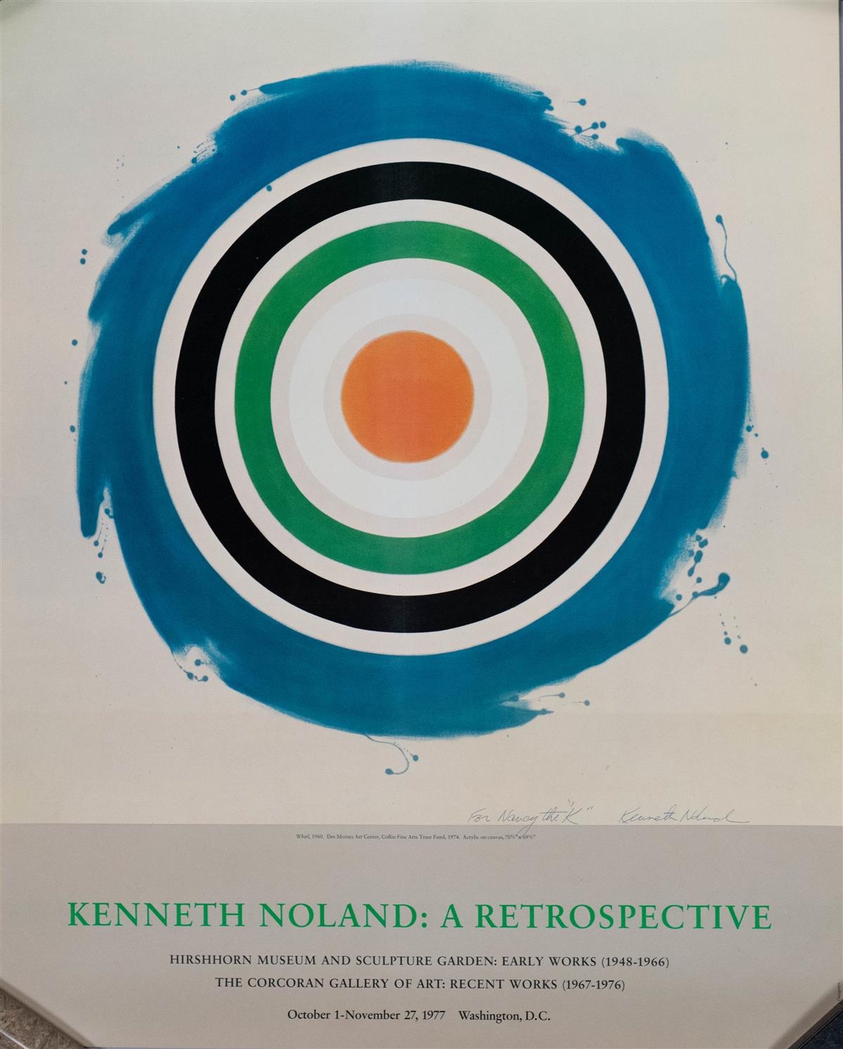 EXHIBITION POSTER for HIRSHHORN RETROSPECTIVE by Kenneth Noland, 1977