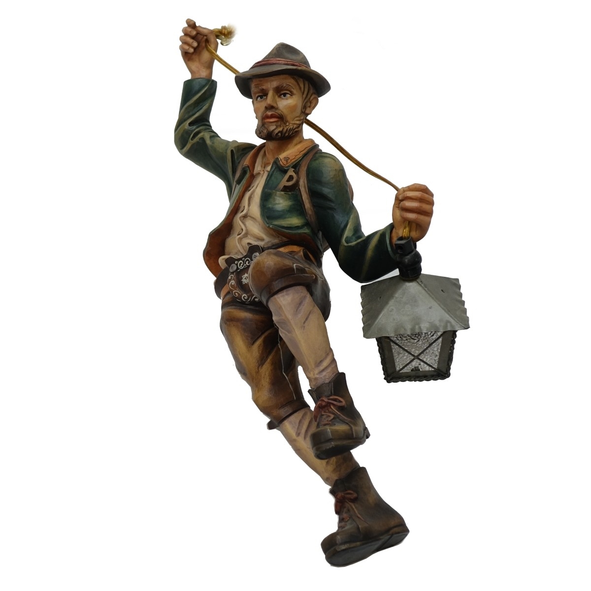 Artwork by Karl Griesbaum, Carved Wood Figural Light Fixture, Made of Carved Wood