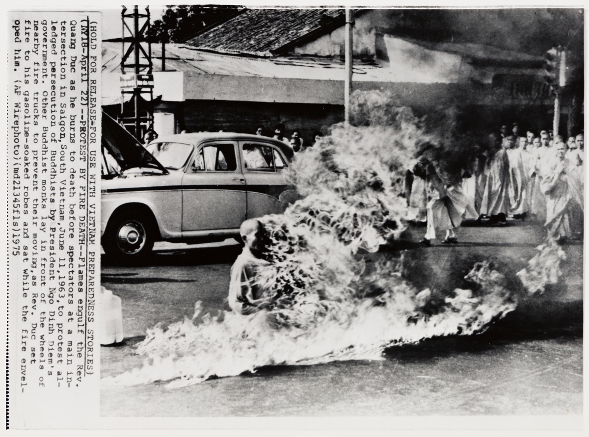 Burning Monk, South Vietnam. by Malcolm Wilde Browne, printed 1975