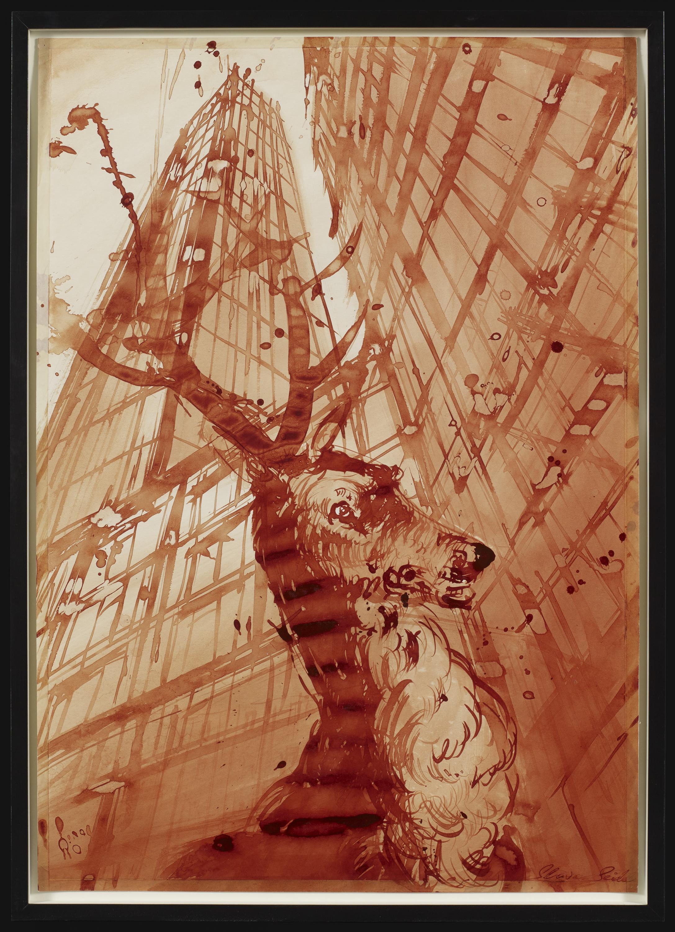 Artwork by Slava Seidel, HochHausHirsch., Made of India ink on paper