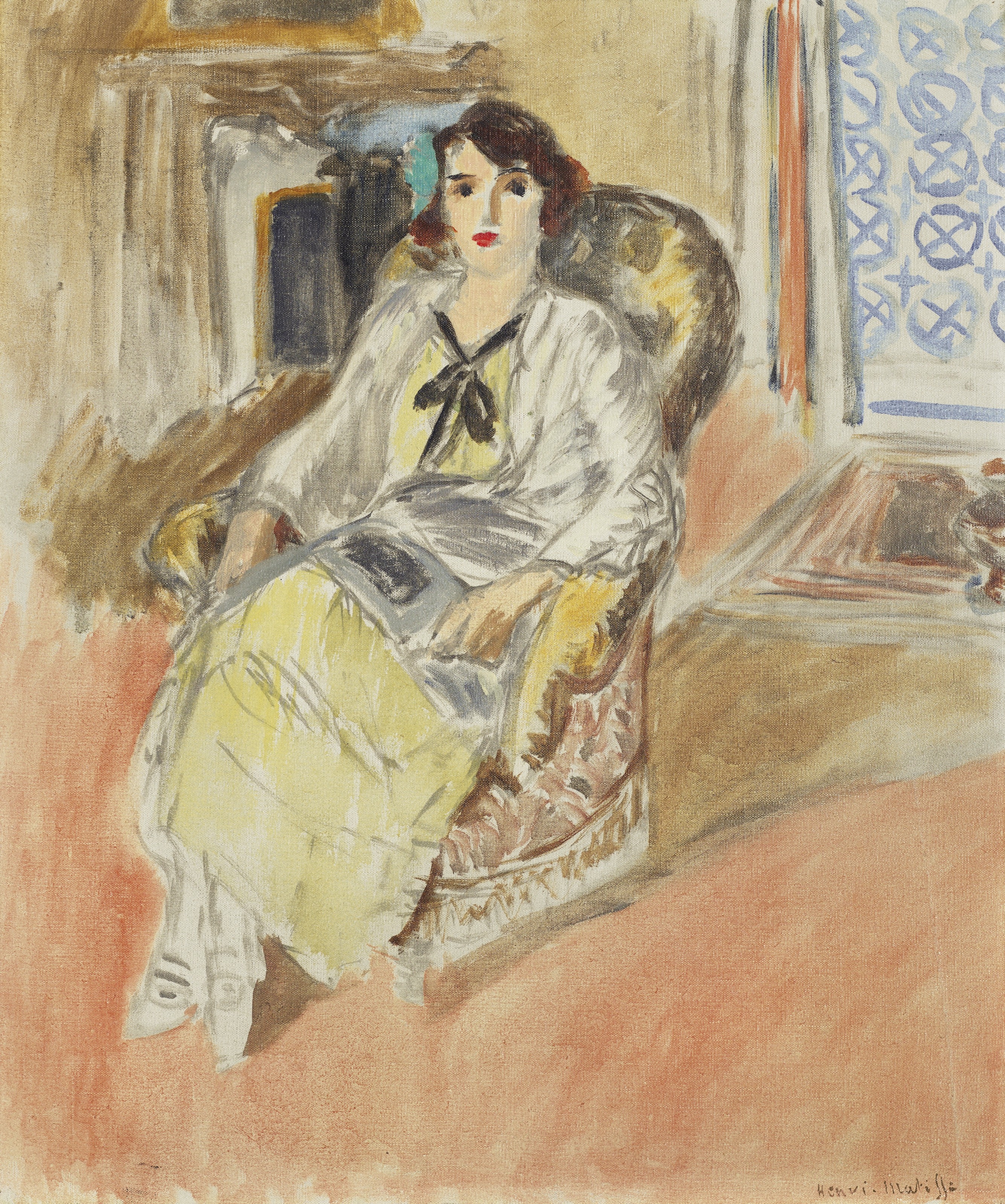 Artwork by Henri Matisse, Jeune fille assise, robe jaune, Made of oil on canvas
