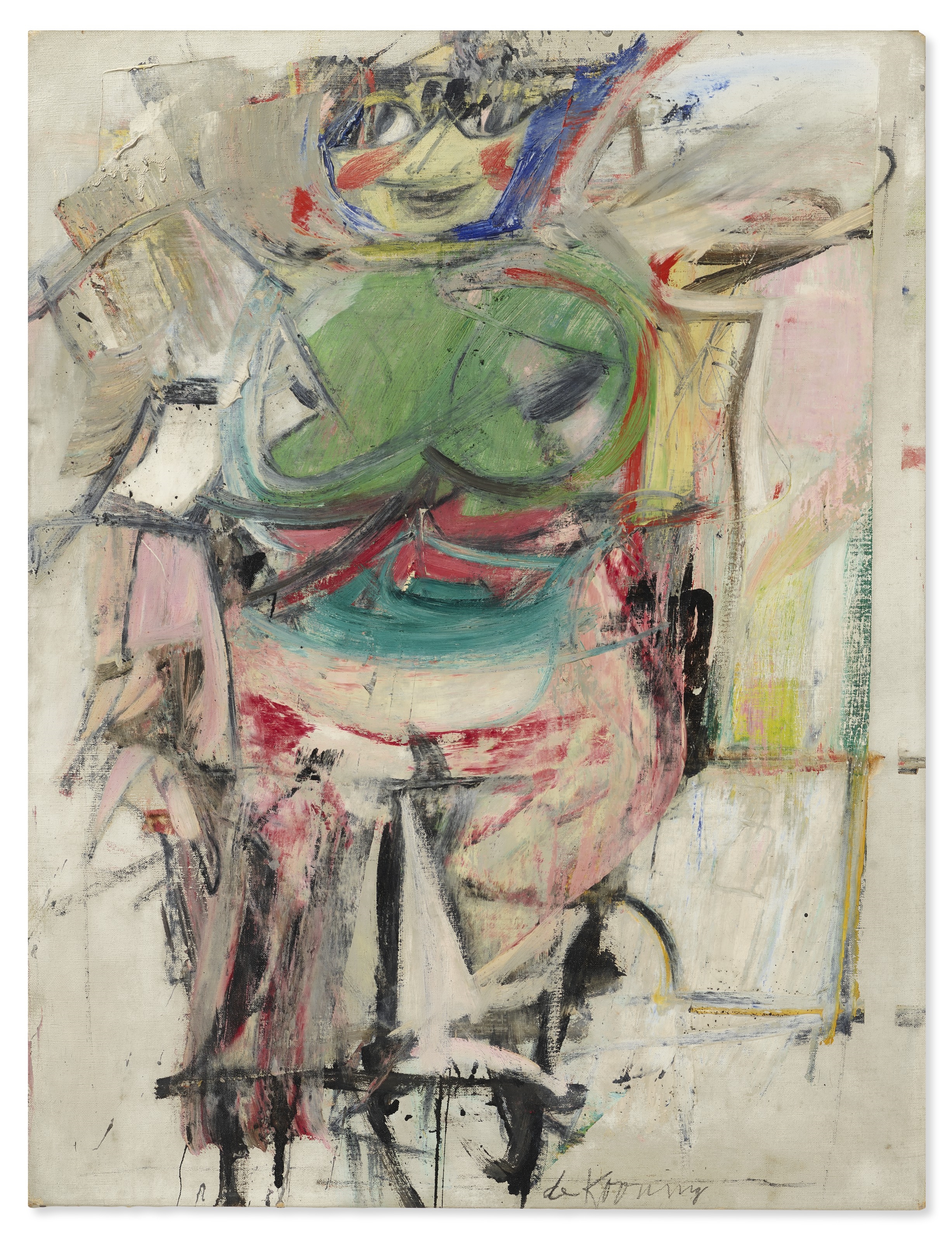 Artwork by Willem de Kooning, Woman (Green), Made of oil and charcoal on canvas