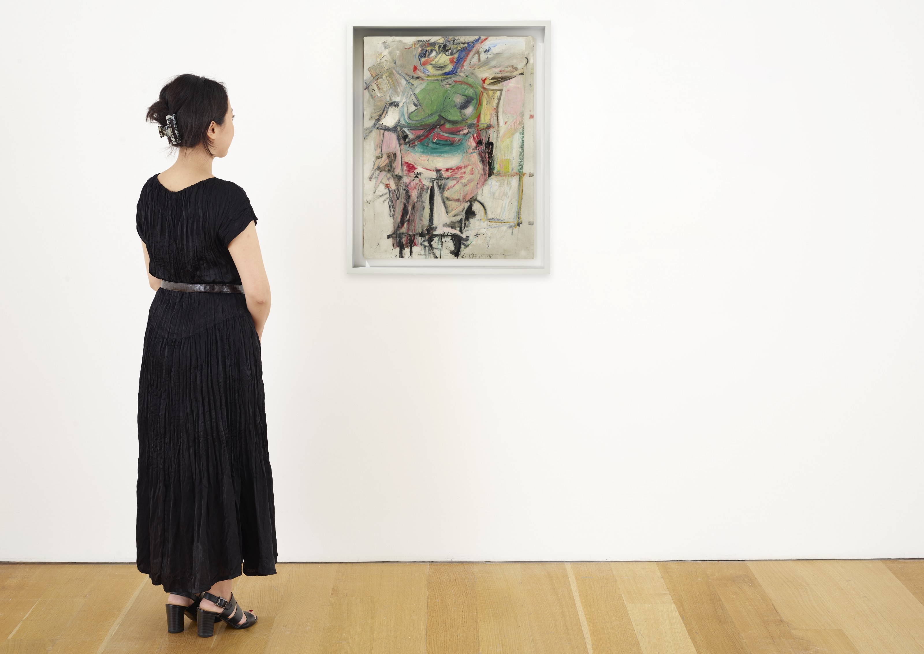 Artwork by Willem de Kooning, Woman (Green), Made of oil and charcoal on canvas