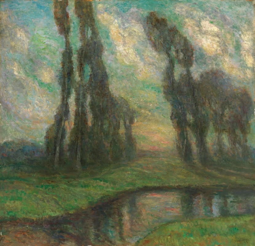 Artwork by Alfredo Muller, I PIOPPI AL TRAMONTO, Made of Oil on board