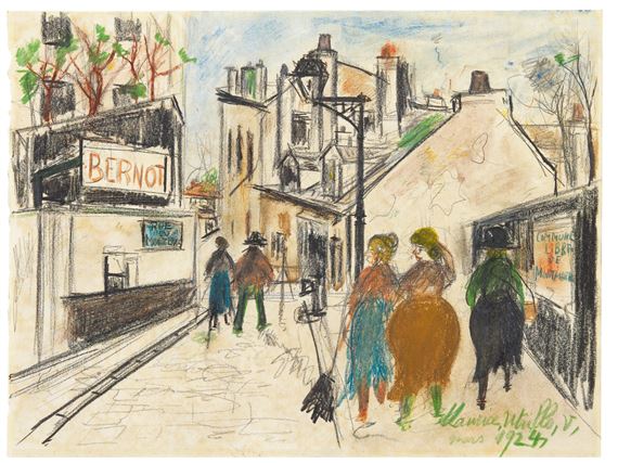 ENTREPÔTS BERNOT, COMMUNE LIBRE DE MONTMARTRE by Maurice Utrillo, dated mars 1924