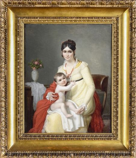 Two Works: Gentiluomo alla scrivania; Gentildonna con bambino by Henri-Jean Baptiste Victoire Fradelle, 1812