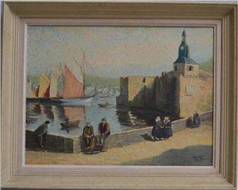 CONCARNEAU, PERSONNAGES DEVANT LA VILLE CLOSE - A. Loubeyre