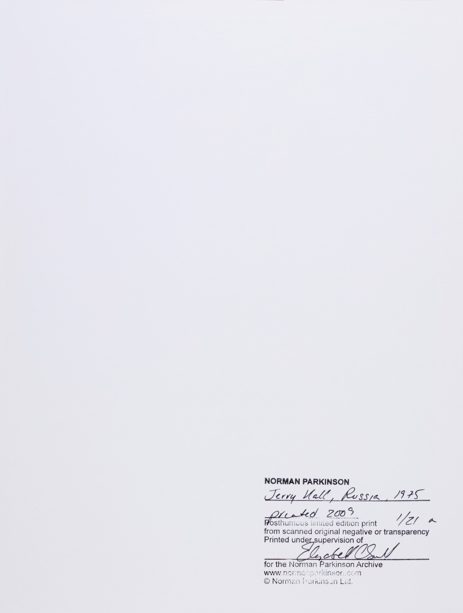 Artwork by Norman Parkinson, JERRY HALL', RUSSIA, VOGUE (DIPTYCH), Made of chromogenic prints