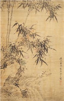 Bamboos and birds on the river bank - Shan Xing