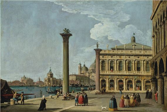 The Piazzetta, Venice, with the Libreria, the entrance to the Grand Canal with the Dogana and Santa Maria della Salute by Canaletto