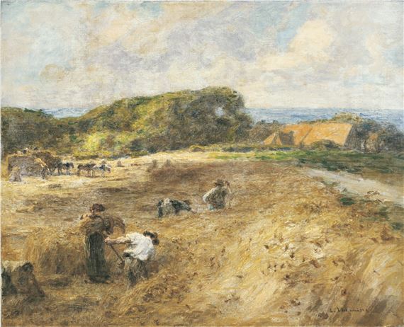 Les moissonneurs près de la ferme de Sombre by Léon-Augustin L'Hermitte, Painted circa 1920