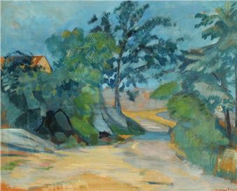 Landscape with a path between the trees - Andreas Friis