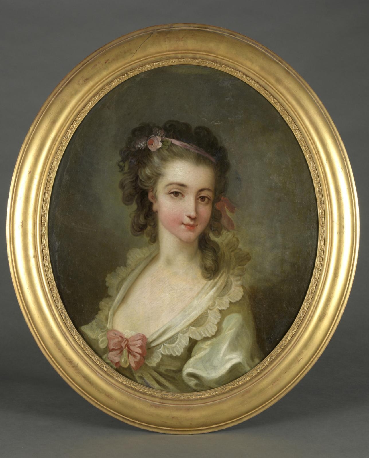 French School, 18th Century | Portrait of a young woman in a décolleté ...