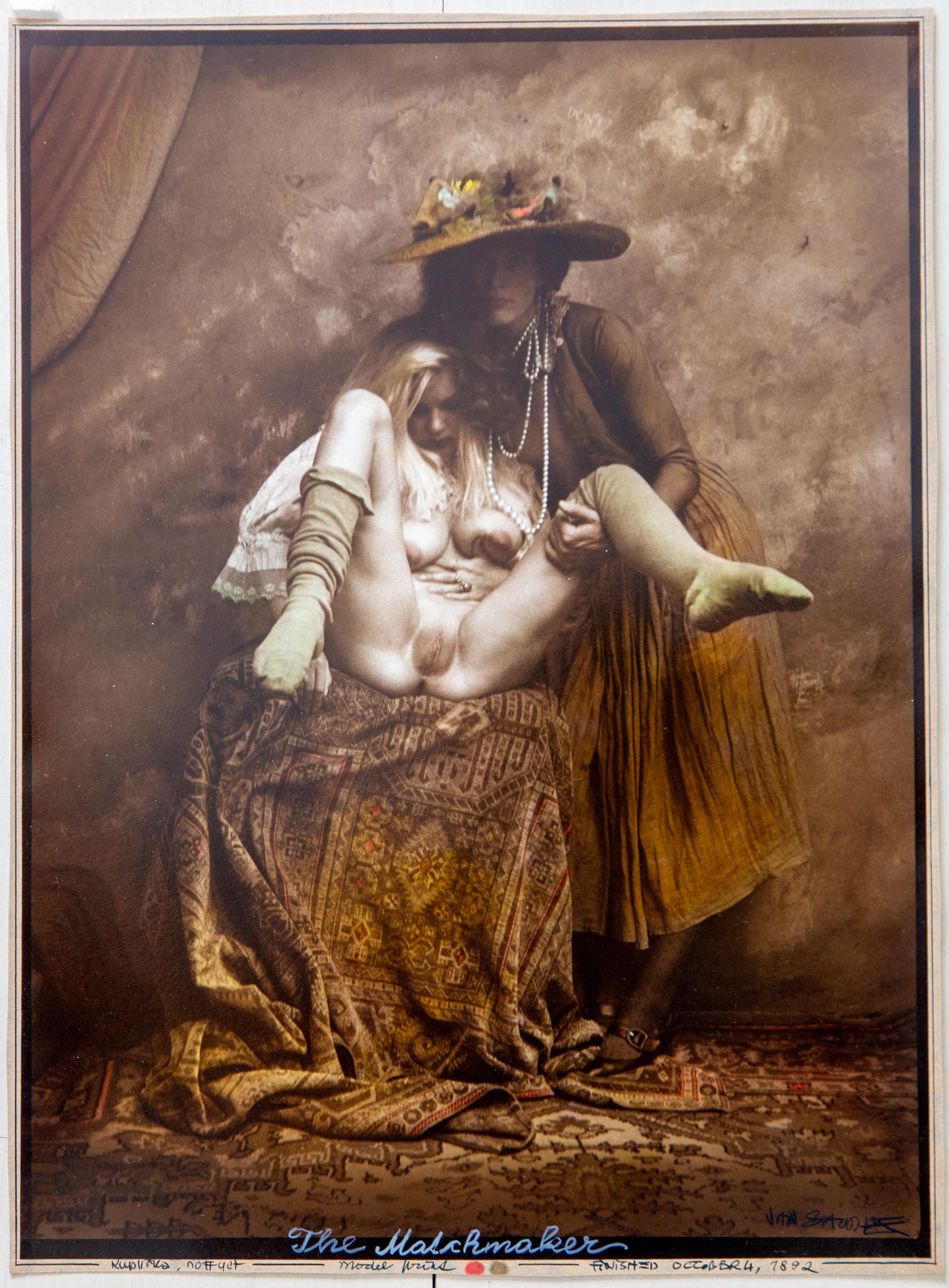 Artwork by Jan Saudek, The Matchmaker, Made of gelatin silver print with hand-colouring