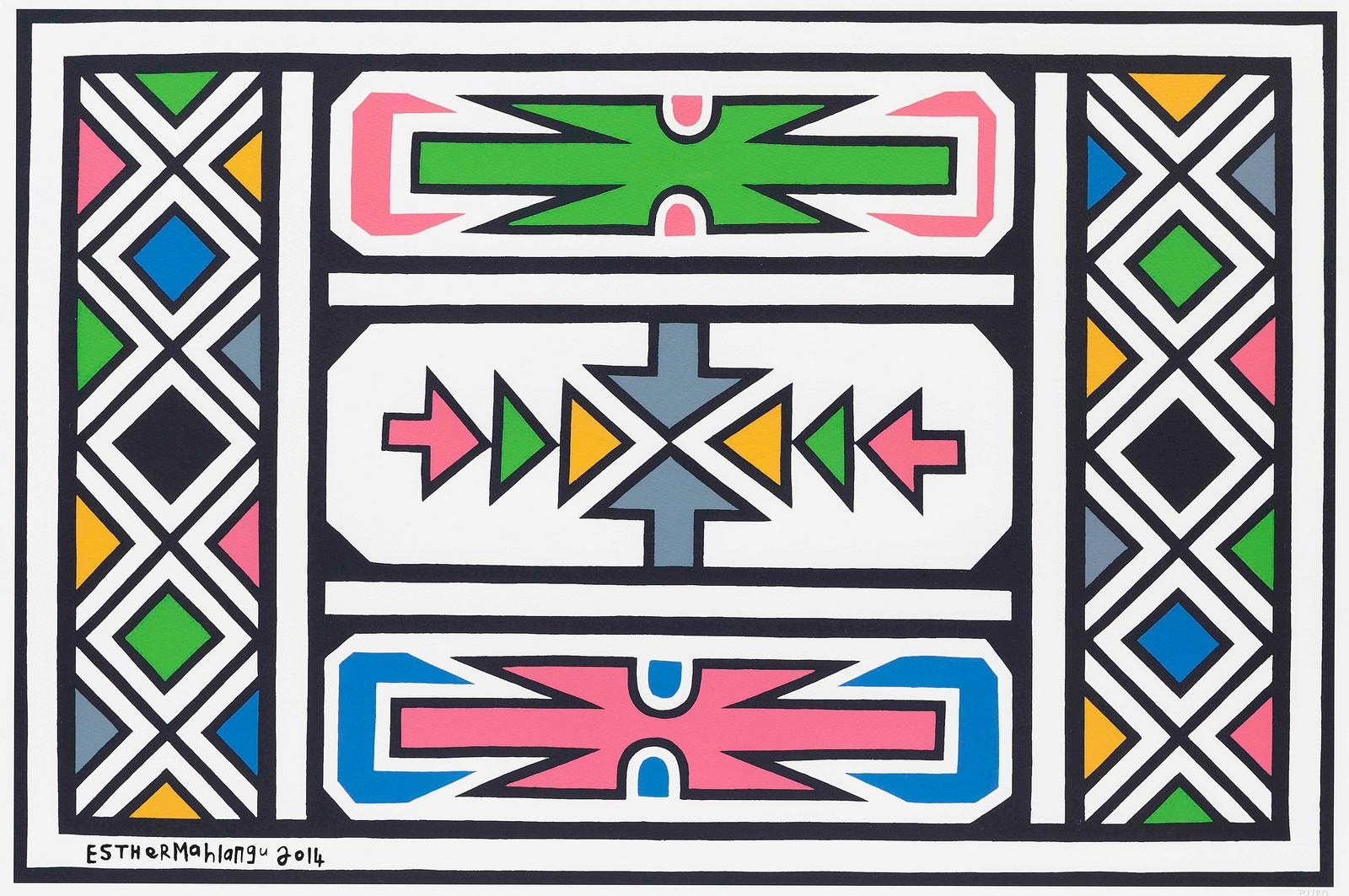 Artwork by Esther Mahlangu, Untitled, Made of colour screenprint