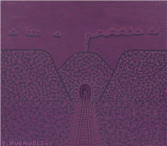 Untitled (Purple Railway through Mountains) - Estevao Mucavele