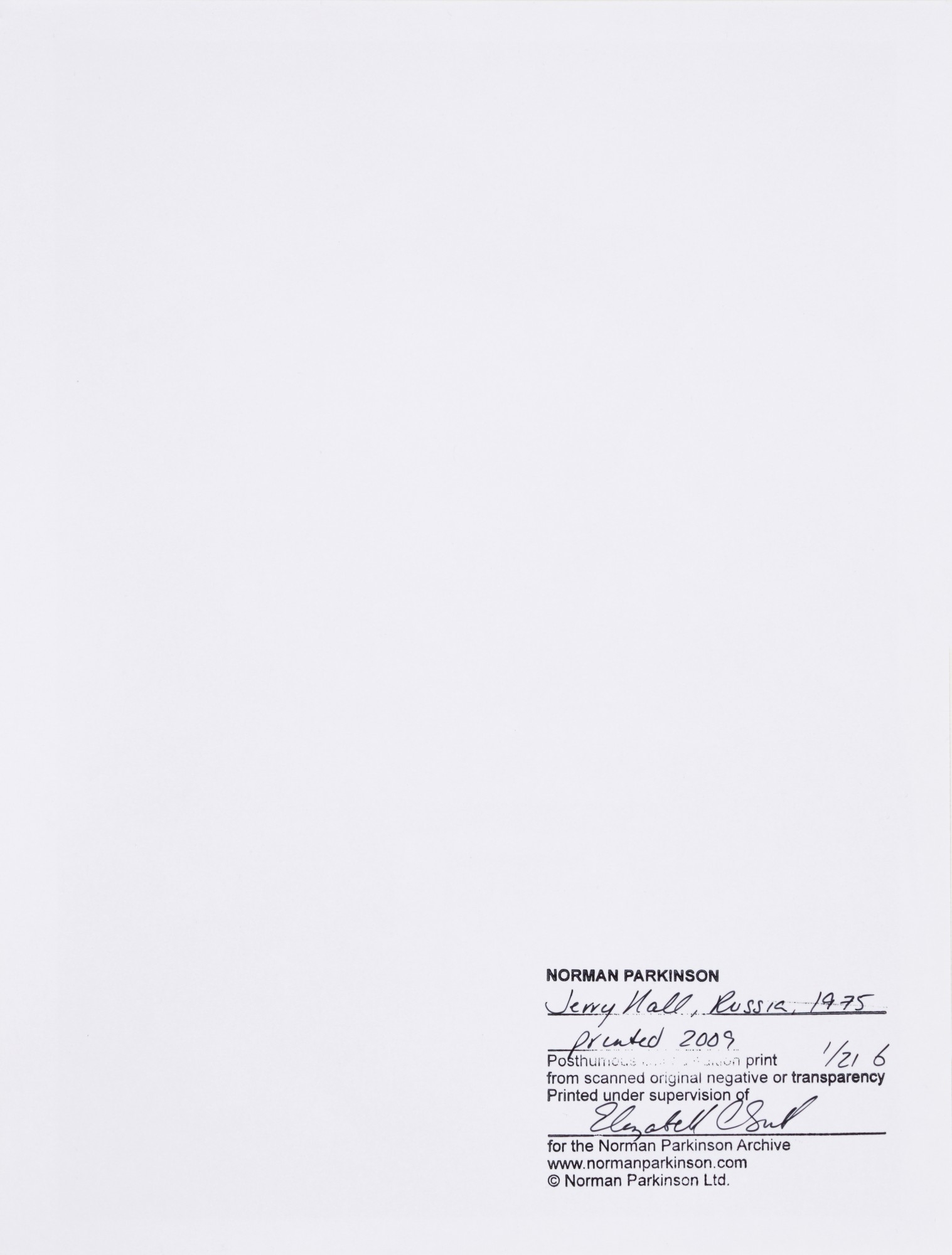 Artwork by Norman Parkinson, JERRY HALL', RUSSIA, VOGUE (DIPTYCH), Made of chromogenic prints