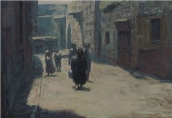 Figures in a village street - Nagi M. Basilius
