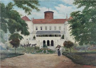 Zamek Arcybiskupów Gnieźnieńskich w Uniejowie od strony ogrodu - Antoni Szulczyński