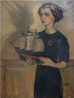 Young woman with a model of a ship - Eugène De Bie