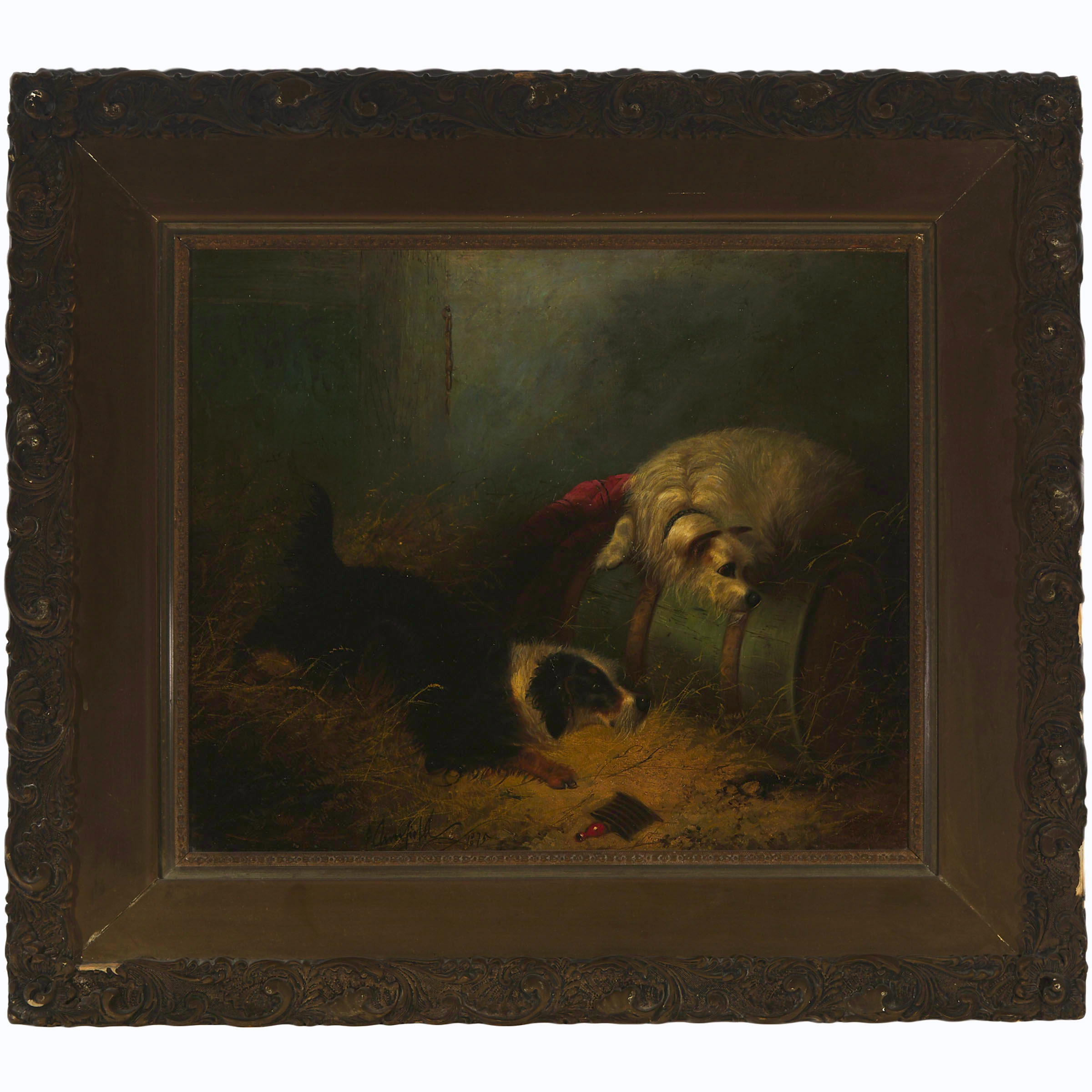 Armfield DOGS FLUSHING GAME IN A BARN, 1875 (1875) MutualArt