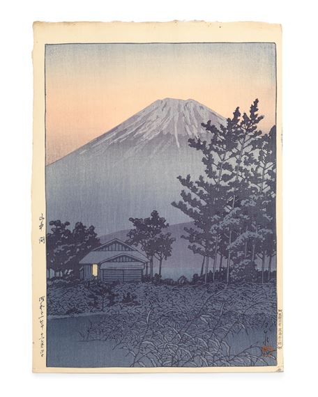 Comprising two oban tate-e prints: one titled on the left margin Yamanakako (Lake Yamanaka); the second also titled on the left margin Itako no tsuki (Moon over Itako)