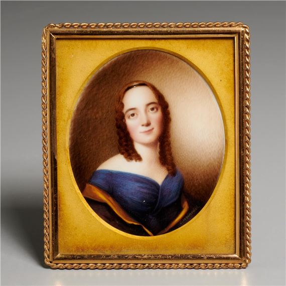 Carl Weinedel | Portrait of a Lady in Blue Dress | MutualArt