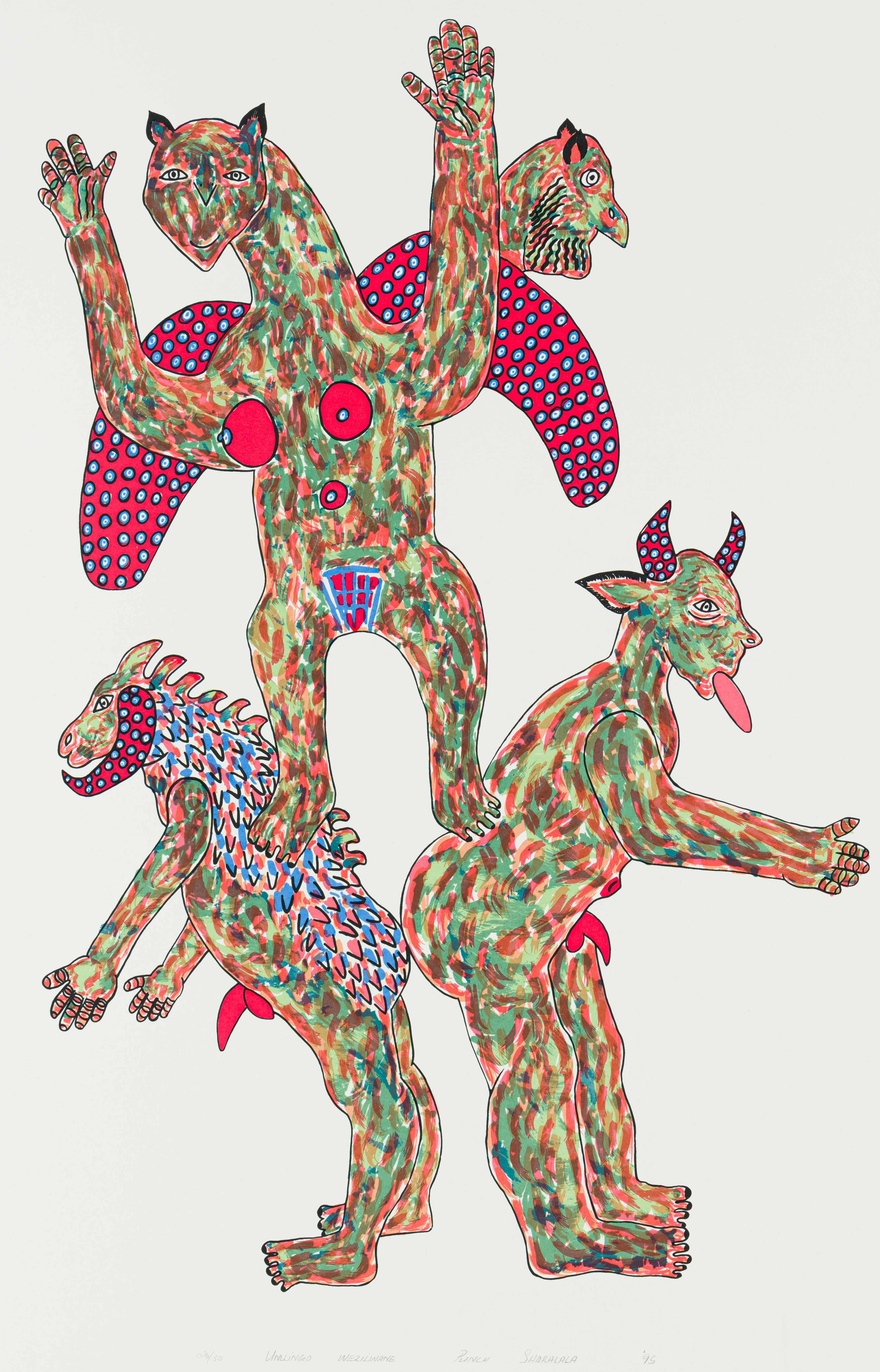 Artwork by Punch Shabalala, Umlingo Wezilinane, Made of colour screenprint