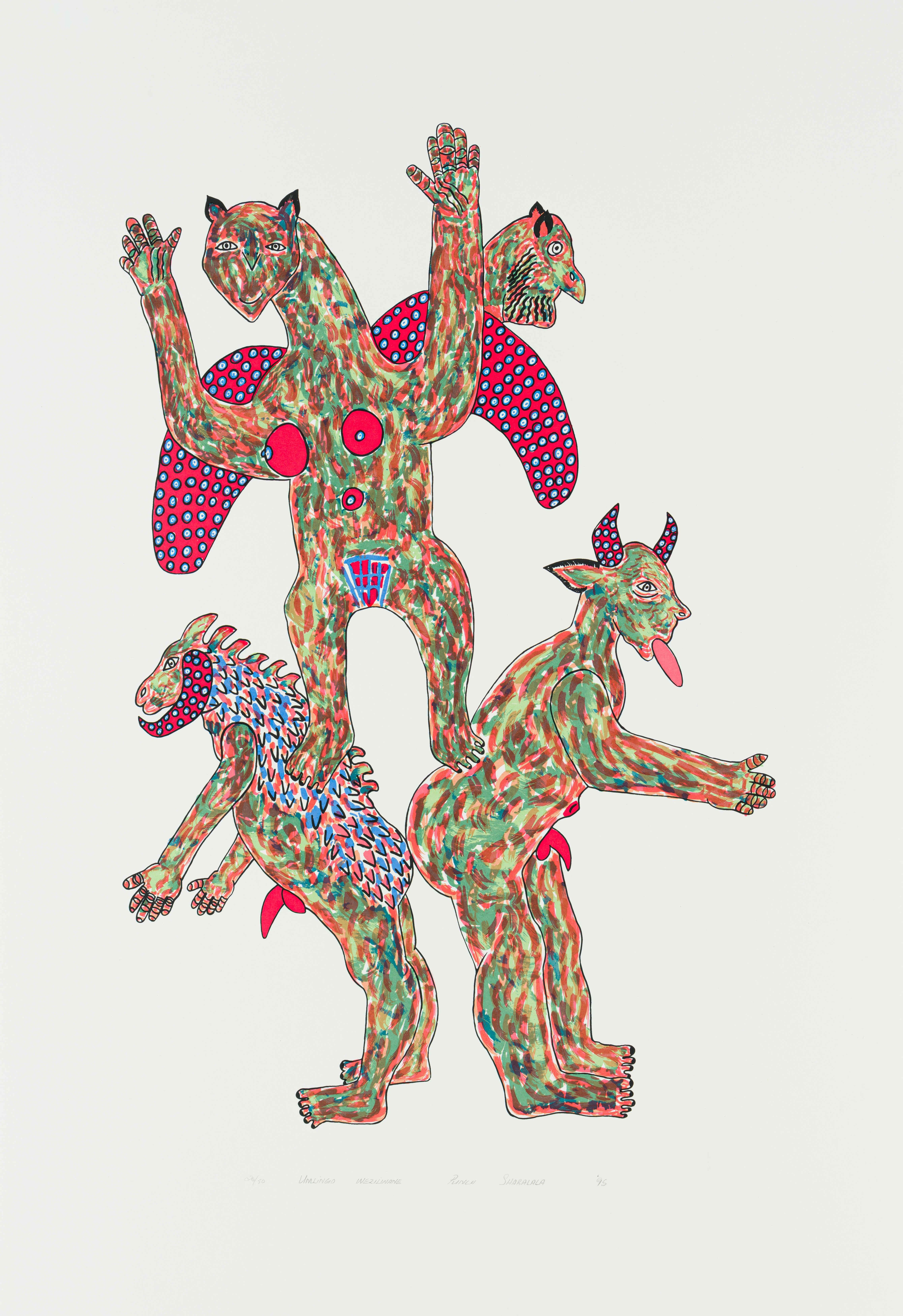 Artwork by Punch Shabalala, Umlingo Wezilinane, Made of colour screenprint