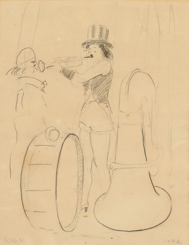 Artwork by Knud Raaschou-Nielsen, Musical Clown, Made of Pencil on paper
