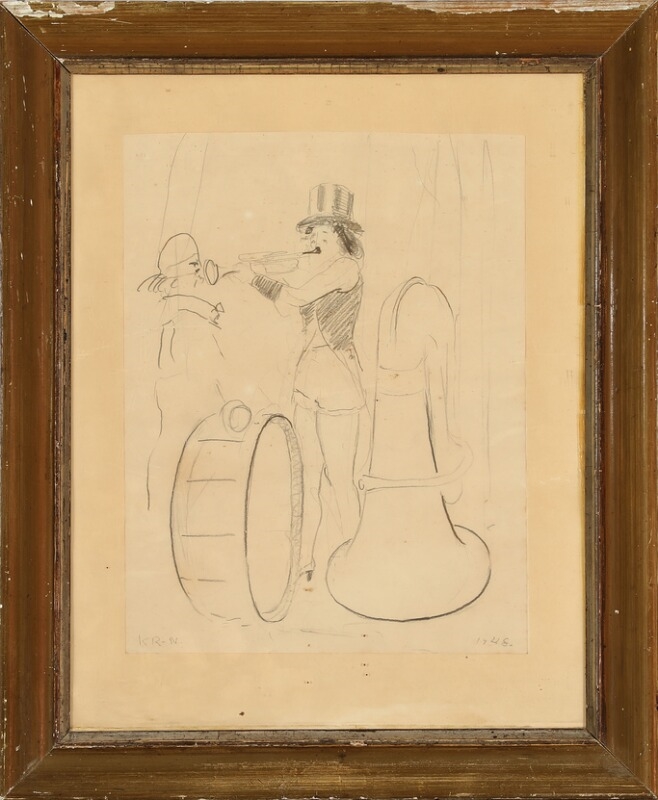 Artwork by Knud Raaschou-Nielsen, Musical Clown, Made of Pencil on paper