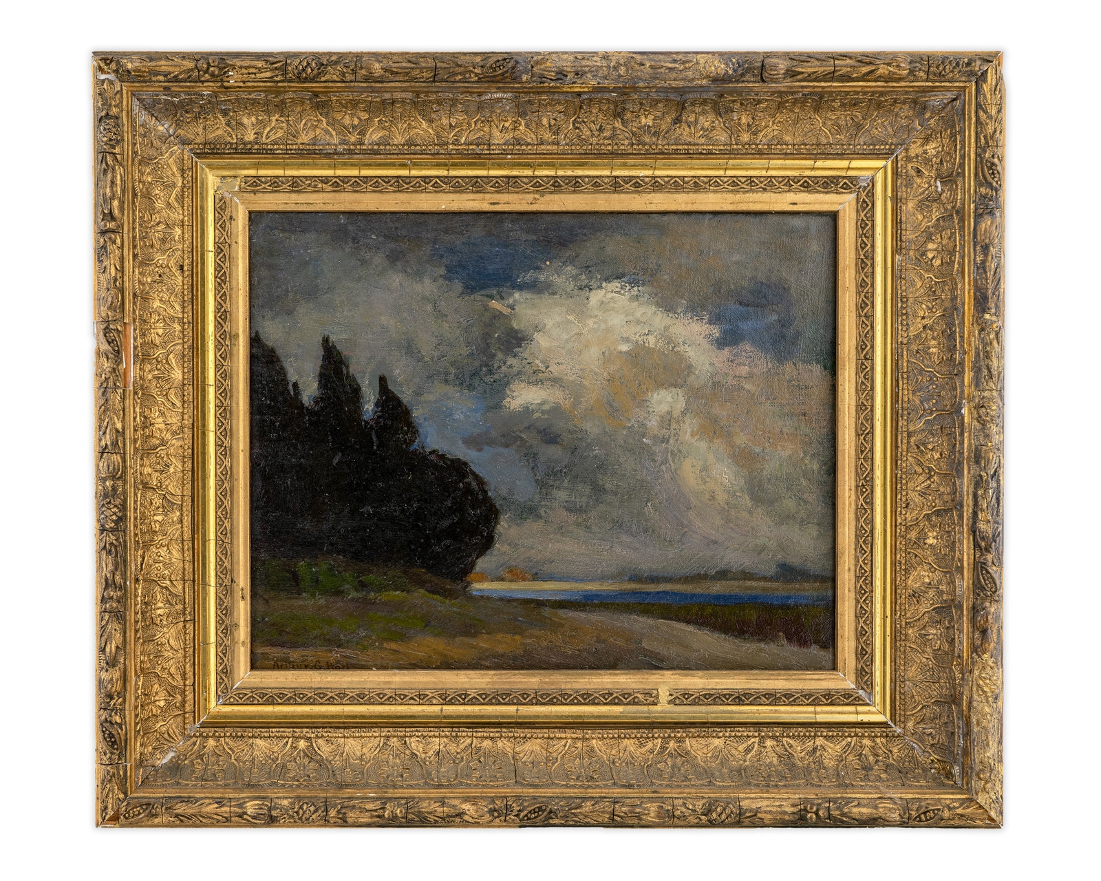 Artwork by Arthur G. Hoel, Windy Sky, Made of oil on artist's board