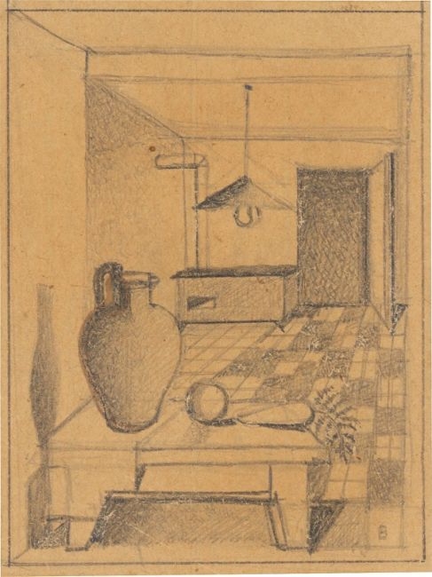 Artwork by Gottfried Brockmann, ”KüԲپ”, Made of Pencil and brown India ink on paper