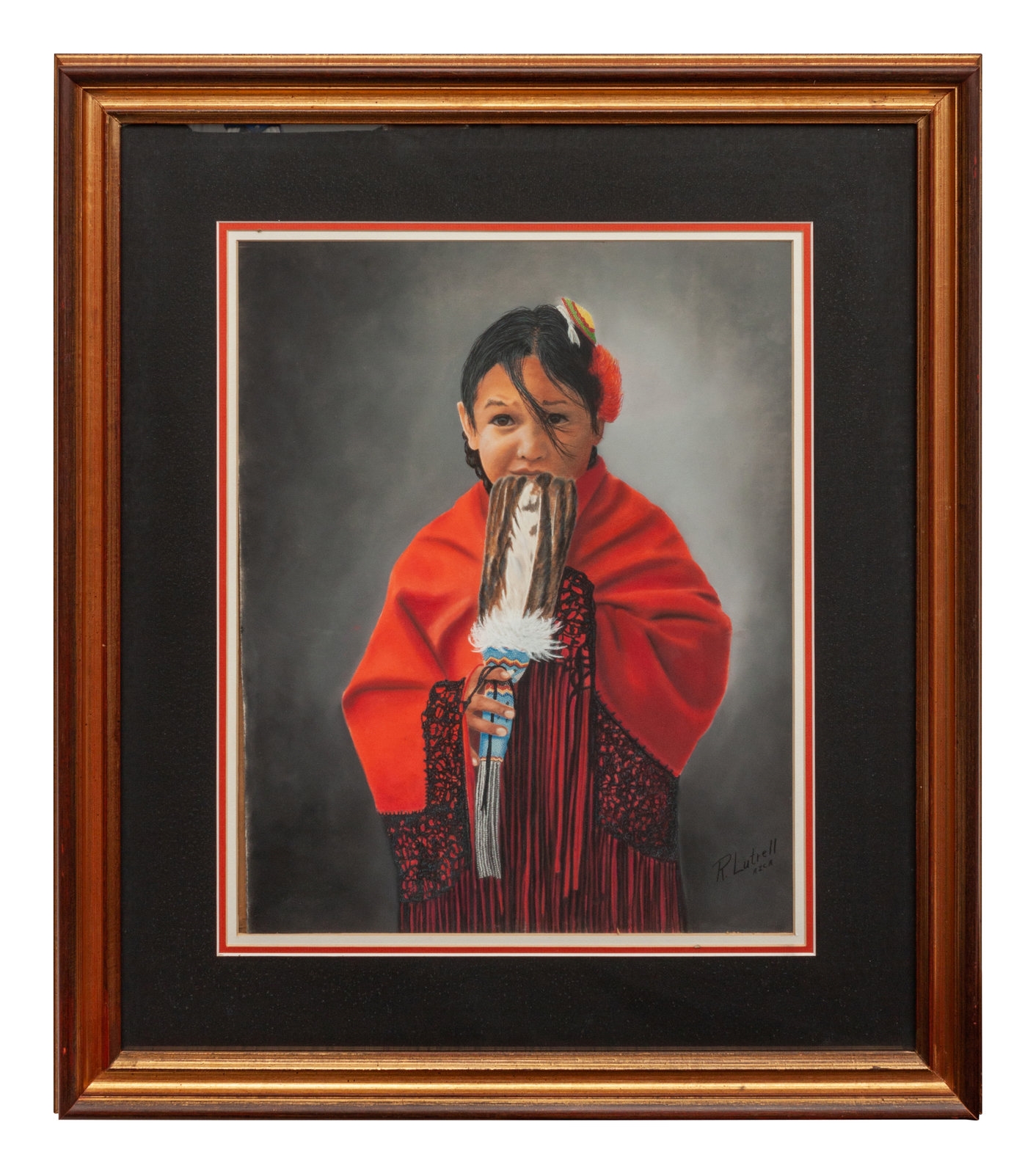 Artwork by R. Lutrell, Mama's Red Shawl, Made of pastel on paper