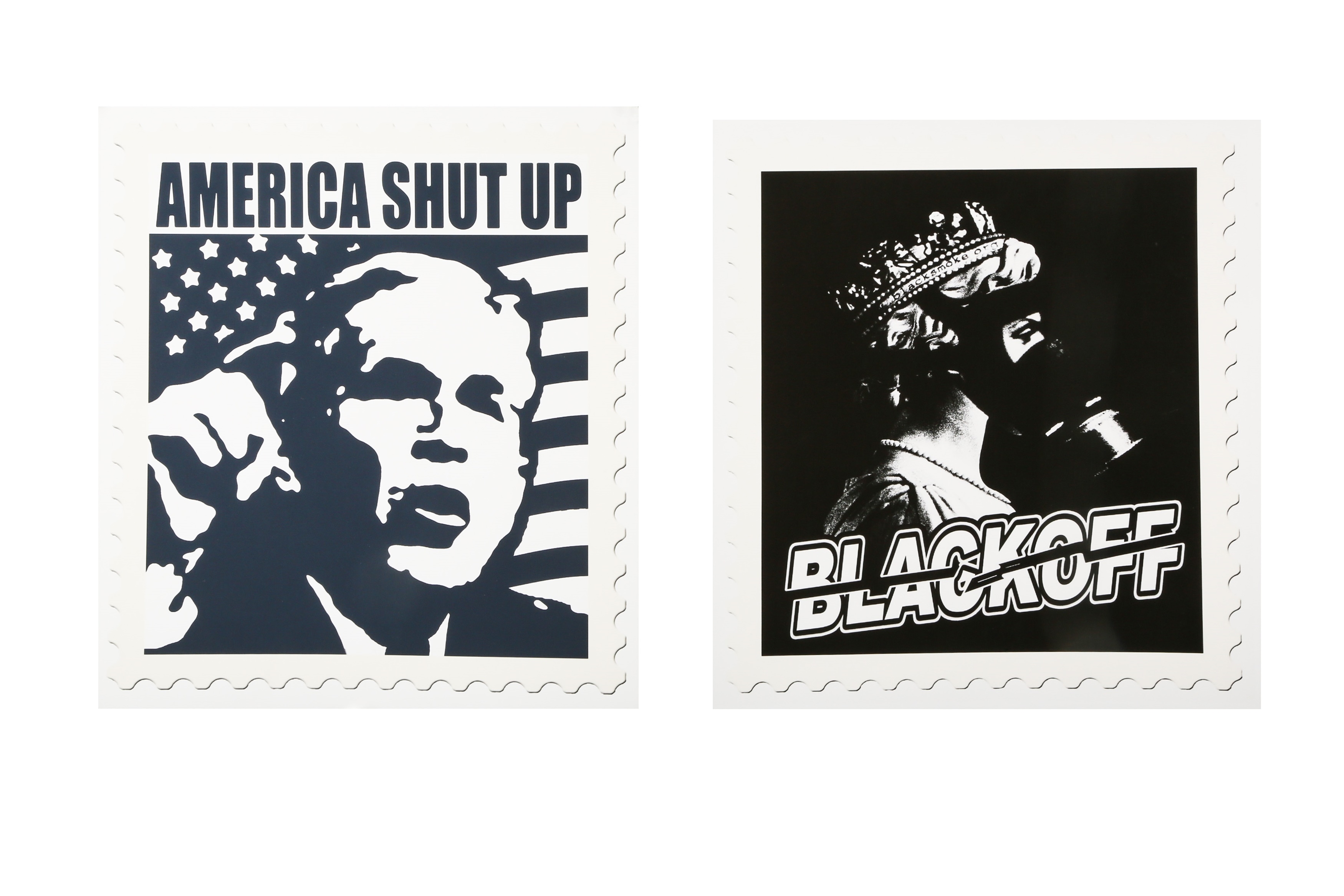 Three Works: America shut up; Blackoff; Splatter by Jimmy Cauty, 2008